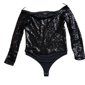 Express Black Sequin Bodysuit